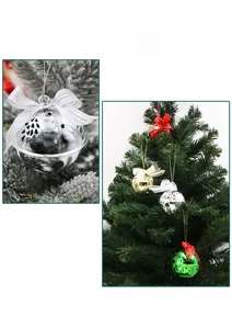 Macro detail of electroplated Noel Christmas bells with star cutouts and festive bows