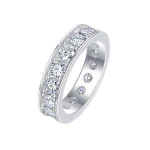 S925 sterling silver eternity band ring featuring sparkling round moissanite stones
