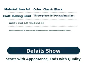 Specifications for black iron candle holder set with painting process and weight details