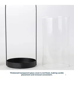 Thickened transparent glass cover with non-fixed design for easy candle placement and removal