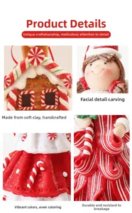 Handcrafted polymer clay Christmas gingerbread house ornaments with durable details