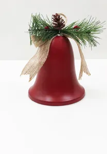 Rote Weihnachtsglocke mit Tannennadeln und Zapfen zum Aufhängen, Höhe 25 cm x Breite 11,7 cm