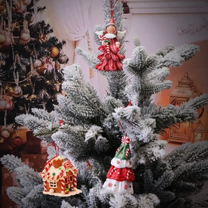 Weihnachtsanhänger Polymer Clay PVC Engel Baum Lebkuchenhaus Form Feiertag Heimdeko Geschenk Weihnachtsfeier Zubehör