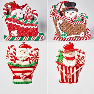 Weihnachtsanhänger Aus Polymer-Ton Weihnachtsmann Schneemann Lebkuchenmann Zuckerstange Schlitten Deko Für Weihnachtsbaum Party Zuhause