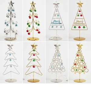 Mini Weihnachtsbaum Aus Eisen Für Den Tisch Gold Silber Hohl Metall Baum Mit Glocken Und Stern Für Festliche Desktop Dekoration