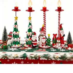 Vintage Weihnachten Kerzenhalter Europäischer Stil Eisen Polymerton Weihnachtsmann Schneemann Weihnachtsbaum Tisch Atmosphäre Dekoration