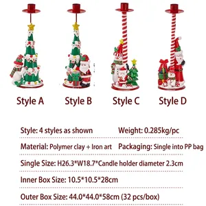 Europäischer Vintage-Weihnachtskerzenhalter mit Schneemann- und Weihnachtsmannmotiven
