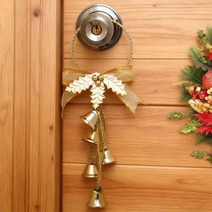 Weihnachtsglocke Anhänger Mit Schleife Und Stechpalmenblättern Eisen Metall Türgriff Dekoration Für Zuhause Weihnachtsbaum Outdoor Garten Party