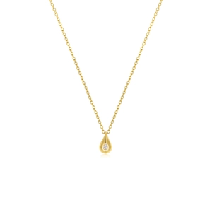 Minimalist S925 sterling silver water drop pendant necklace with sparkling diamond inlay
