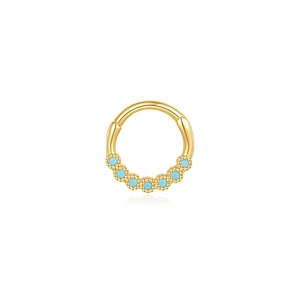 925 silver golden turquoise stone clicker ring for cartilage piercing body jewelry
