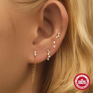 S925 sterling zilveren gouden bloem oorbellen set met opaal en kristallen