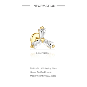 Detail showing gold S925 silver labret stud with marquis opal and AAA cubic zirconia