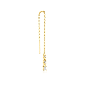 Eleganti orecchini a filo in argento S925 dorato con brillanti zirconi geometrici