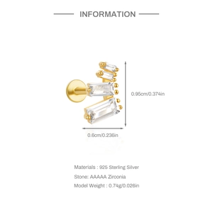 Macro detail of S925 sterling silver clover stud earring with AAAAA zirconia stones
