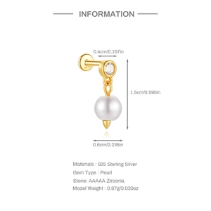 Detailed specs of S925 sterling silver clover earring with pearl and AAAAA zirconia
