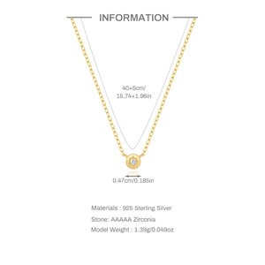 Minimalist s925 silver gold star necklace featuring a zircon disc pendant and thin chain