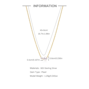 Detalles del collar ajustable de plata S925 con perlas blancas y peso total de 1,29g