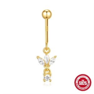 S925 sterling silver snowflake stud with marquise cubic zirconia and threaded flat back