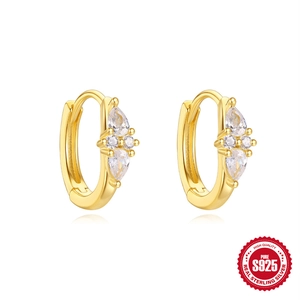 Cerchi in argento sterling 925 placcato oro con zirconi brillanti a forma di goccia