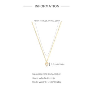 Detail van S925 zilveren hartketting met 40cm kettinglengte en 5cm verlenging