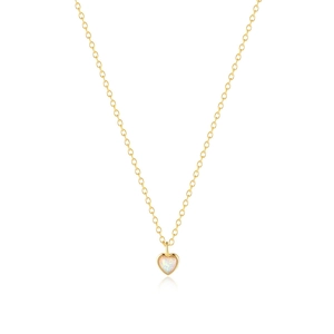 Klassieke S925 sterling zilveren gouden ketting met hartvormige opaal hanger