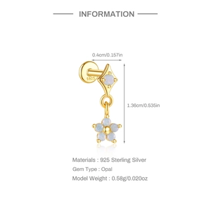Detailed view of S925 sterling silver opal earring with 0.4x1.36cm dimensions