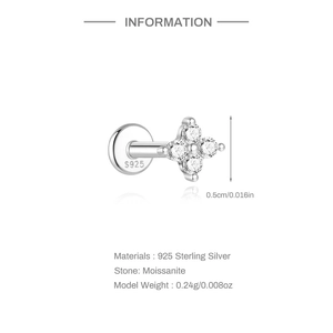Detailansicht des S925 Sterling Silber Moissanit Ohrrings mit 0,5 cm Größenangaben