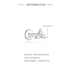 Details zu s925 Sterling Silber Moissanit Ohrstecker mit 0,4 cm Durchmesser und S925 Gravur