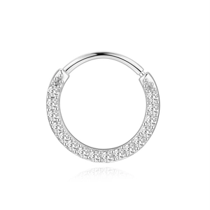 Minimalist S925 sterling silver hoop earring with micro-paved moissanite stones