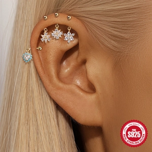 Elegante S925 zilveren oorbellen set met turkoois en hart zirkoon op het model