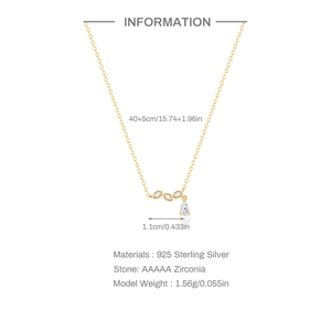 Detail of S925 sterling silver water drop pendant with 40+5cm chain dimensions and weight