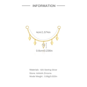 Detail view of S925 sterling silver chain with five diamond-set rhombus pendants