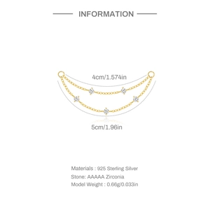 Detail of 925 sterling silver chain with AAAAA cubic zirconia stones and measurements