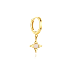 S925 sterling silver gold plated hoop earring with star-shaped opal stone pendant
