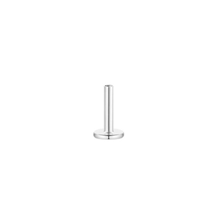 Close-up of polished S925 sterling silver internally threaded labret post for piercing