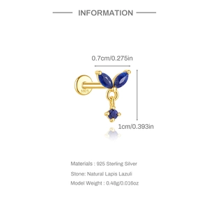 Detailed specs of S925 silver lapis lazuli stud earrings with size and weight info