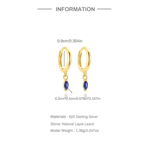Spécifications des boucles d'oreilles en argent s925 avec lapis-lazuli naturel marquise
