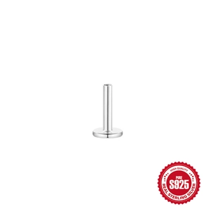 Polished S925 sterling silver flat back piercing post accessory for earrings and labret