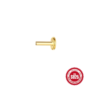 Gold-plated S925 sterling silver flat back labret stud piercing jewelry part