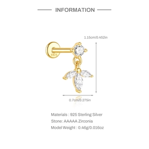 Makro-Detail des S925 Silber Gold-Labrets mit Kleeblatt-Zirkonia-Anhänger