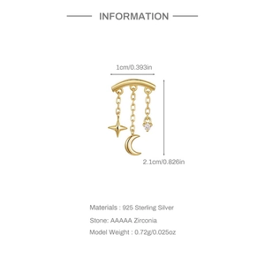 Spécifications de taille pour boucle d'oreille pendante en argent 925 et zircone