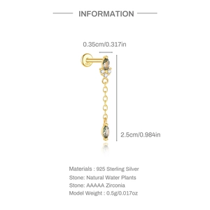Details zum S925 Silber-Ohrring mit Naturachat und AAAAA-Zirkonia-Steinen im Überblick
