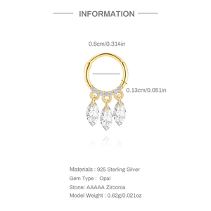 Detailed technical info of 925 sterling silver earring with opal and marquise zircons