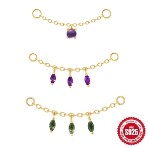 925 Sterling Silver Natural Amethyst Moss Agate Marquise Cut Dangle Earring Pendant For Jewelry Making DIY Accessories Women
