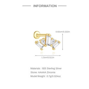 Detailed view of gold S925 sterling silver butterfly stud with AAAAA zircon stones