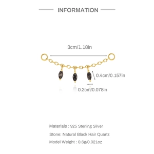 Details zu S925 Sterlingsilber Kette Ohrringen mit schwarzem Rutilquarz Edelstein