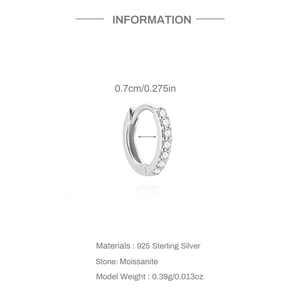 Detaillierte Daten für 925 Sterling Silber Moissanit Creolen mit 0,7cm Innendurchmesser