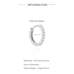 Details von 925 Sterling Silber Moissanit Creolen mit 0,9 cm Innendurchmesser