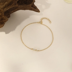 Classico bracciale in argento S925 con pietre di zircone quadrate e rettangolari