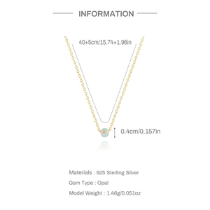 Details der 40+5cm verstellbaren vergoldeten S925 Silberkette mit 0,4cm Opalperle